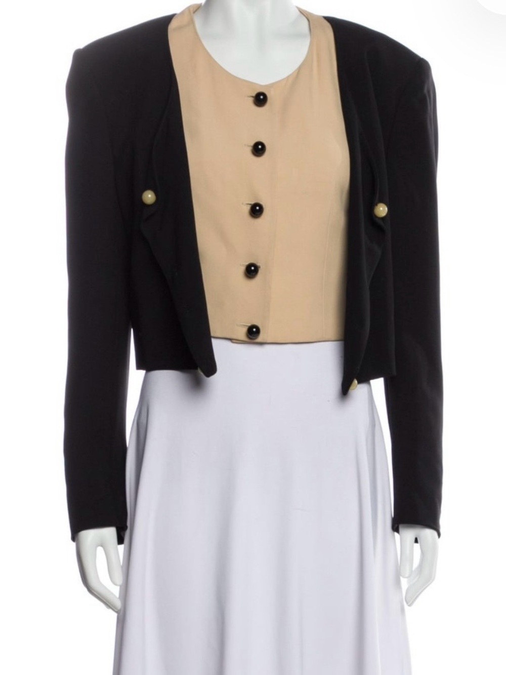 Moschino Black Cropped Blazer with Beige Front Panel
